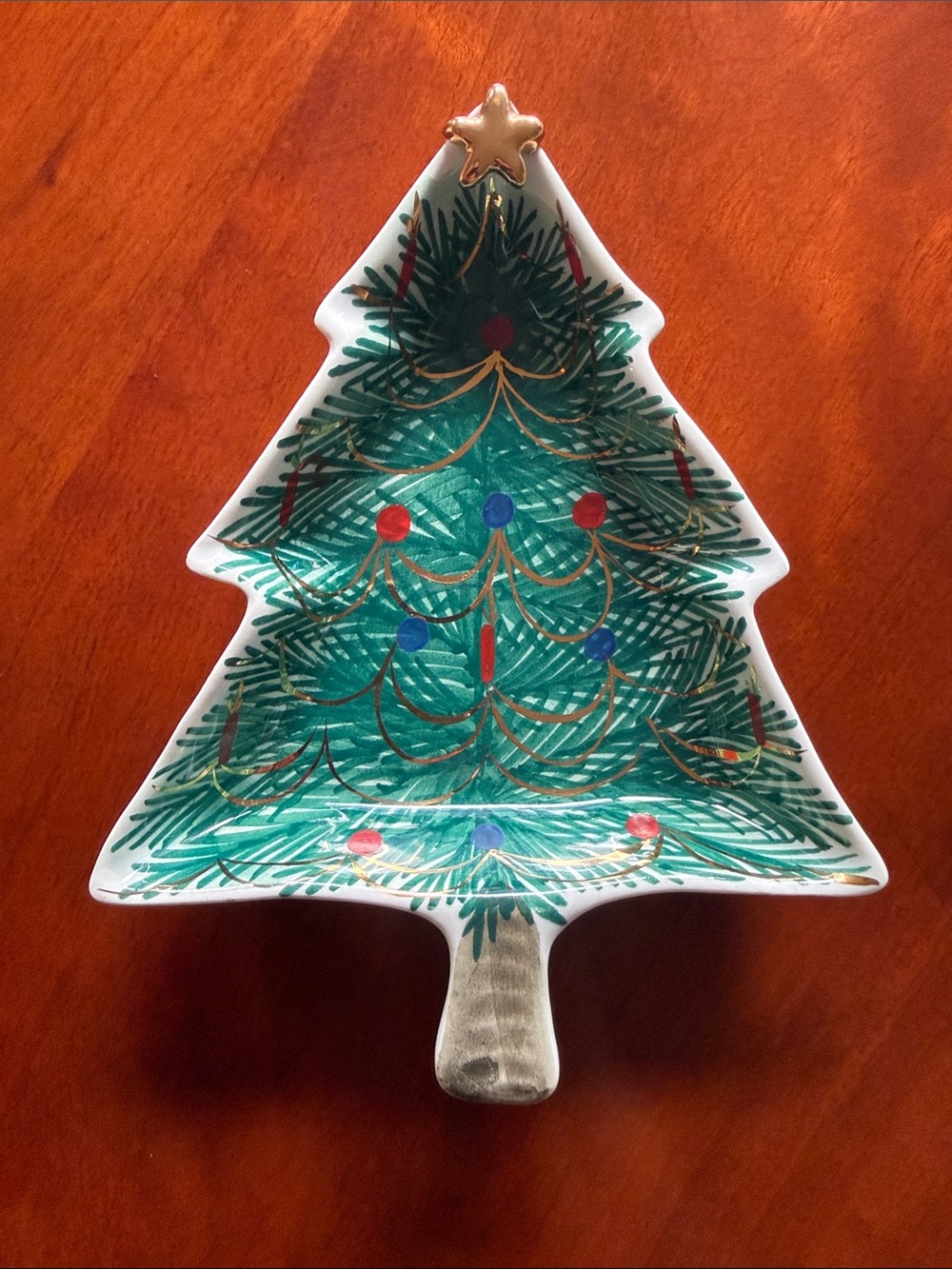 Vintage Italian Painted Holiday Tree Ceramic Serving Dish